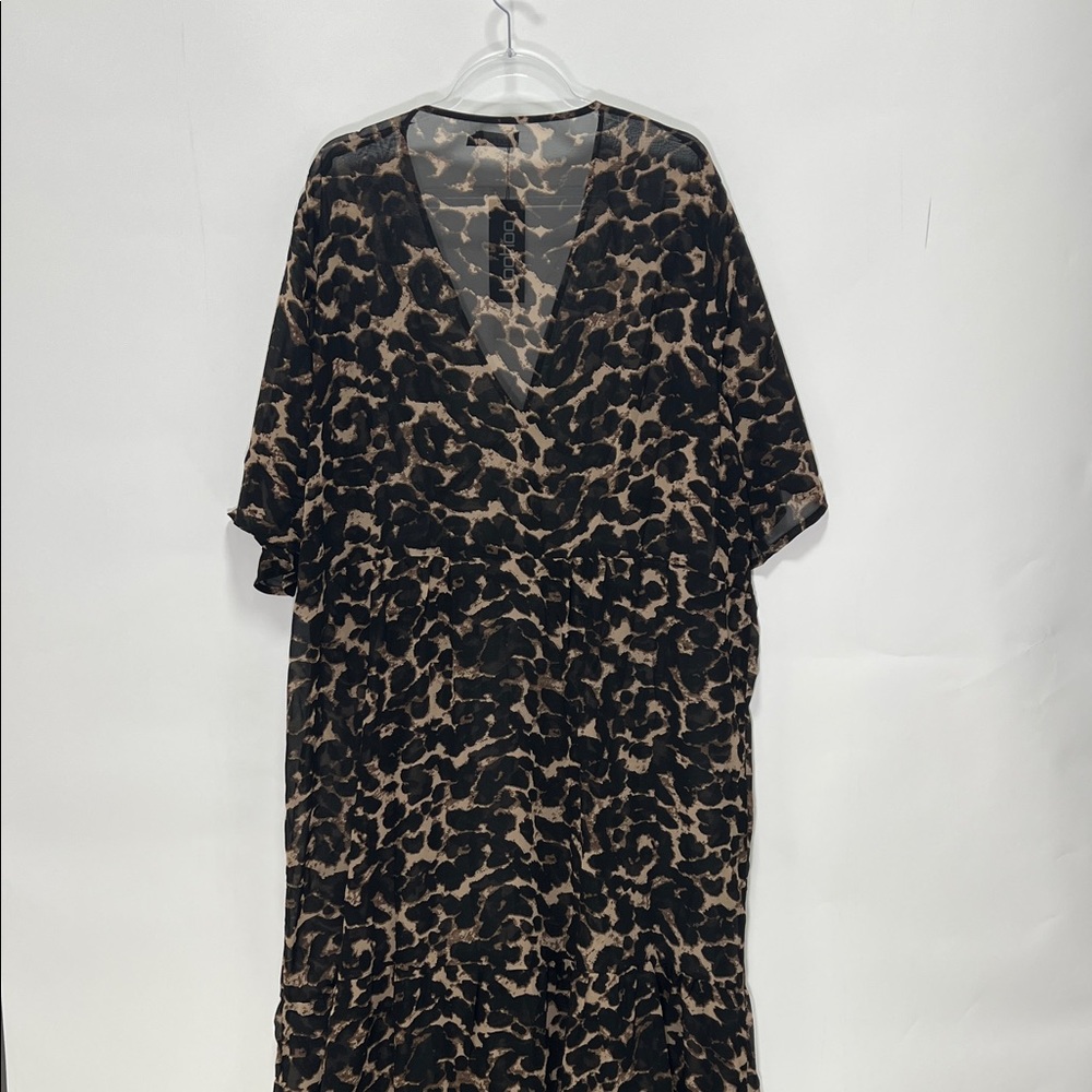 Plus Leopard Ruffle Beach Midi Dress - Picture 4 of 4
